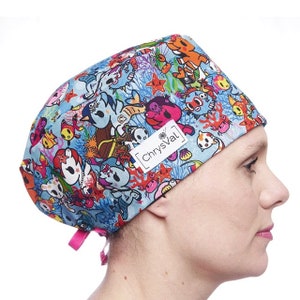 Long hair surgery caps / operating room cap - &quot;Lirène&quot; covering model