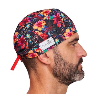 Short cap &quot;Vador in flower&quot;: medical cap, nursing cap, medical hairnet, surgery caps