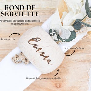 Portatovaglioli in legno inciso personalizzato - Nome, anello in legno personalizzato, decorazione da tavolo, stoviglie, regalo di Natale
