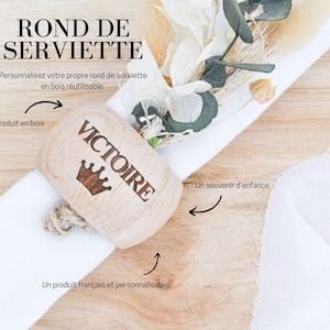 Portatovaglioli in legno inciso personalizzato - Nome, anello in legno personalizzato, decorazione da tavolo, stoviglie, regalo di Natale