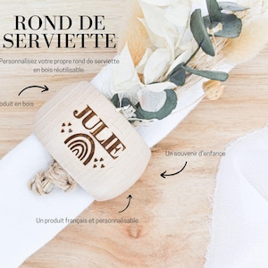 Portatovaglioli in legno inciso personalizzato - Nome, anello in legno personalizzato, decorazione da tavolo, stoviglie, regalo di Natale