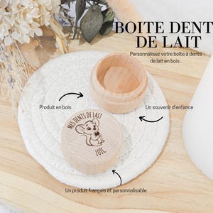 Boîte à dents en bois gravé à personnaliser - prénom, boîte personnalisé en bois, cadeau personnalisé, souvenir dent de lait, enfant et bébé