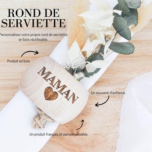 Portatovaglioli in legno inciso personalizzato - Nome, anello in legno personalizzato, decorazione da tavolo, stoviglie, regalo di Natale