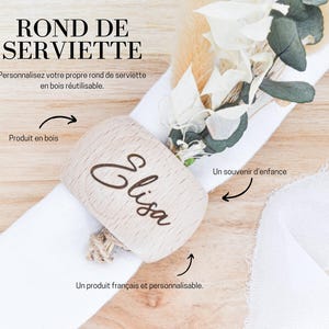 Portatovaglioli in legno inciso personalizzato - Nome, anello in legno personalizzato, decorazione da tavolo, stoviglie, regalo di Natale