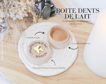 Personalisierte Zahnbox aus Holz mit Gravur - Vorname, personalisierte Holzbox, personalisiertes Geschenk, Milchzahn-Souvenir, Kind und Baby