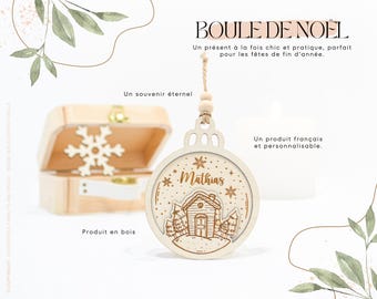 Personalisierte Weihnachtskugel aus Holz – Einzigartiges Geschenk für die Feiertage und als Baumschmuck