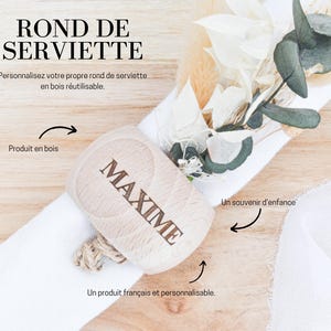 Servilletero de madera grabado personalizado - Nombre, Anillo de madera personalizado, Decoración de mesa, Vajilla, Regalo de Navidad