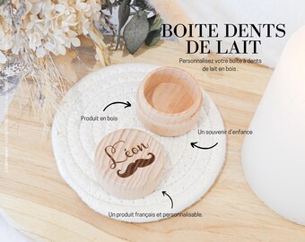 Personalisierte Zahnbox aus Holz mit Gravur - Vorname, personalisierte Holzbox, personalisiertes Geschenk, Milchzahn-Souvenir, Kind und Baby