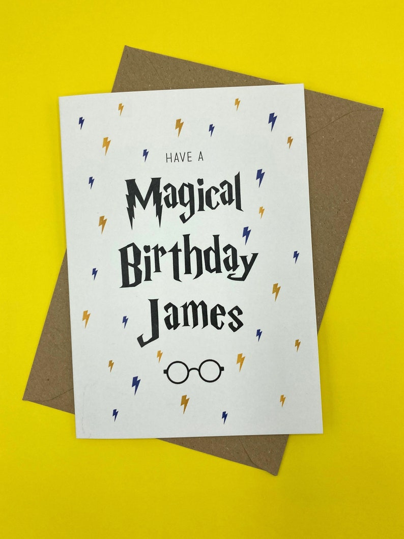 Personalised Magical Birthday Card, rainbow, daughter son grandson granddaughter niece nephew birthday card, wizard world, Harry, magic image 5