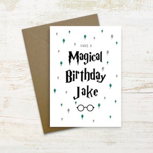 Personalised Magical Birthday Card, rainbow, daughter son grandson granddaughter niece nephew birthday card, wizard world, Harry, magic image 6