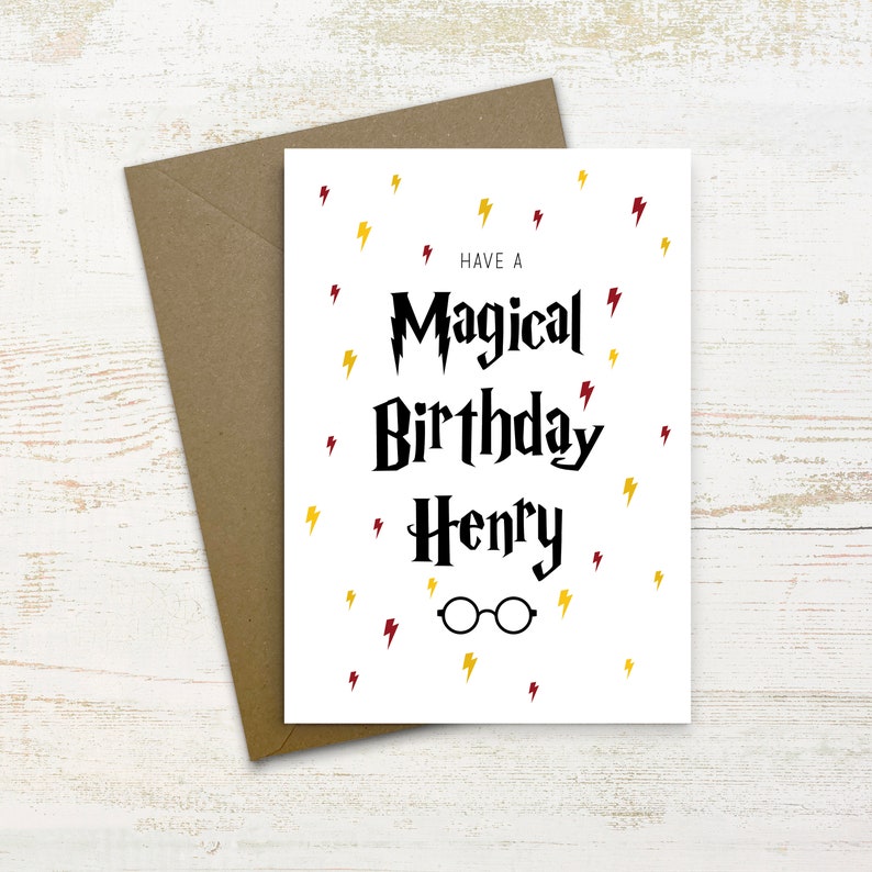 Personalised Magical Birthday Card, rainbow, daughter son grandson granddaughter niece nephew birthday card, wizard world, Harry, magic image 7