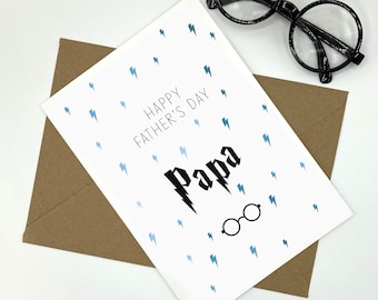 Personalised Fathers Day Card MAGICAL, handmade card, Harry, dad daddy papa dada baba dada step dad stepdad pops grandad opa  grampy wizard