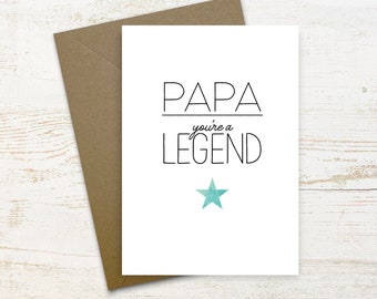 Personalised FATHERS DAY Card, You're a Legend, Handmade, Papa, Grampy Grandad Step Dad Opa Pops Baba Dada Gramps Dad Daddy + Free Delivery