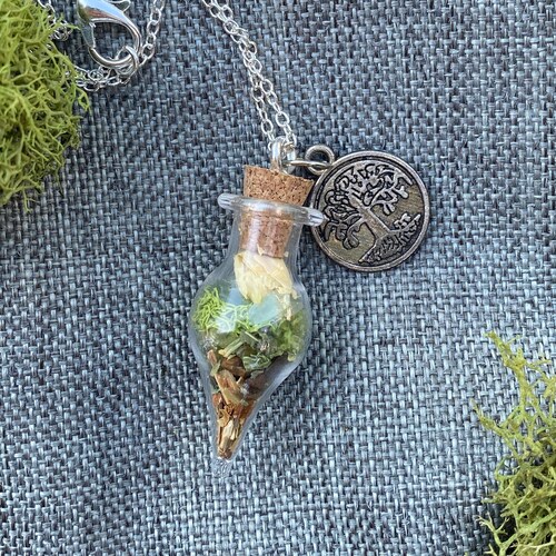 Green Witch Spell Jar Necklace Green Witch Jewelry Witchy Etsy