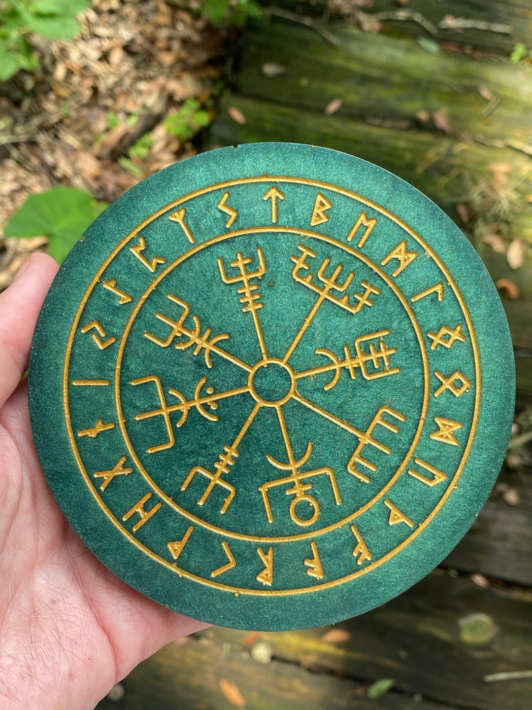 Viking Compass Altar Tile Vegvisir Runic Compass Rune Etsy