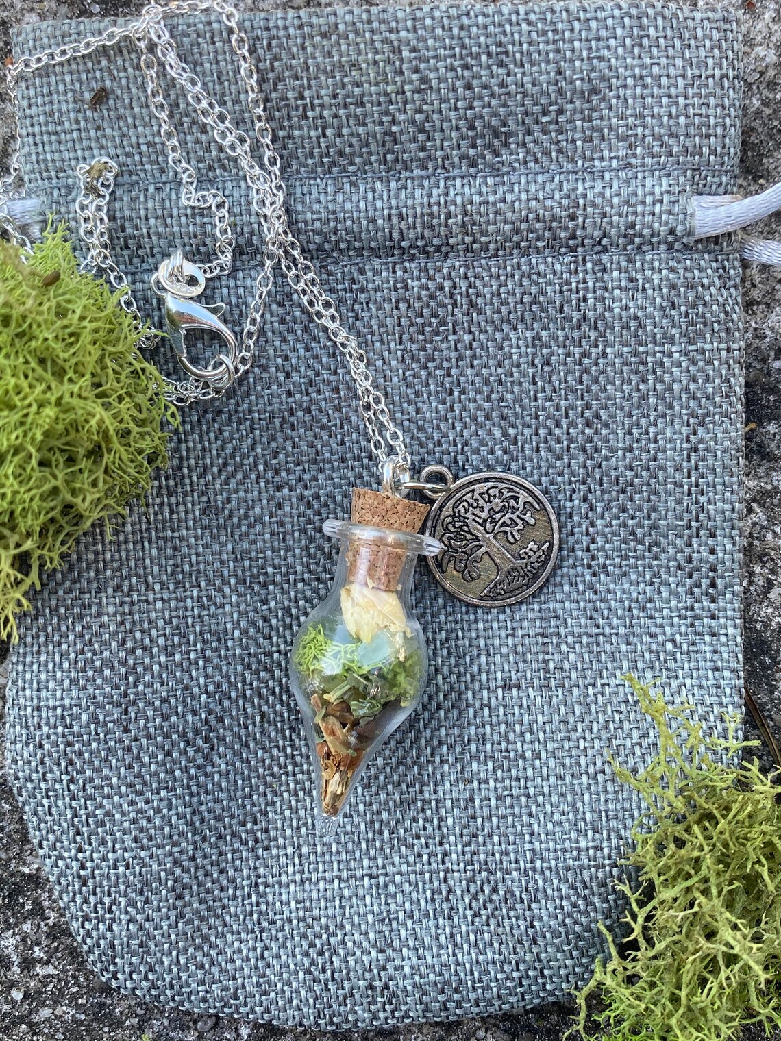 Green Witch Spell Jar Necklace Green Witch Jewelry Witchy Etsy