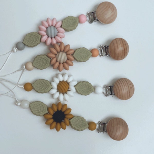 Flower Pacifier Clip Etsy