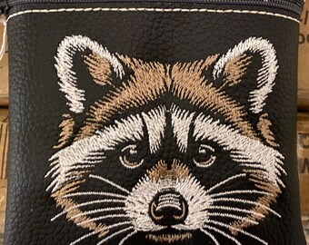 Embroidered racoon purse