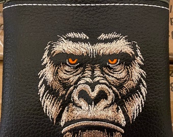 Embroidered monkey face purse