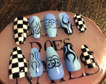 Grunge Acrylic Nails Etsy grunge acrylic nails etsy