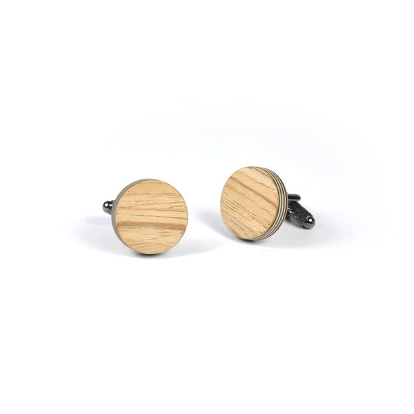 HOUTEN MANCHETKNOPEN, Lightwood rond, minimalistisch design