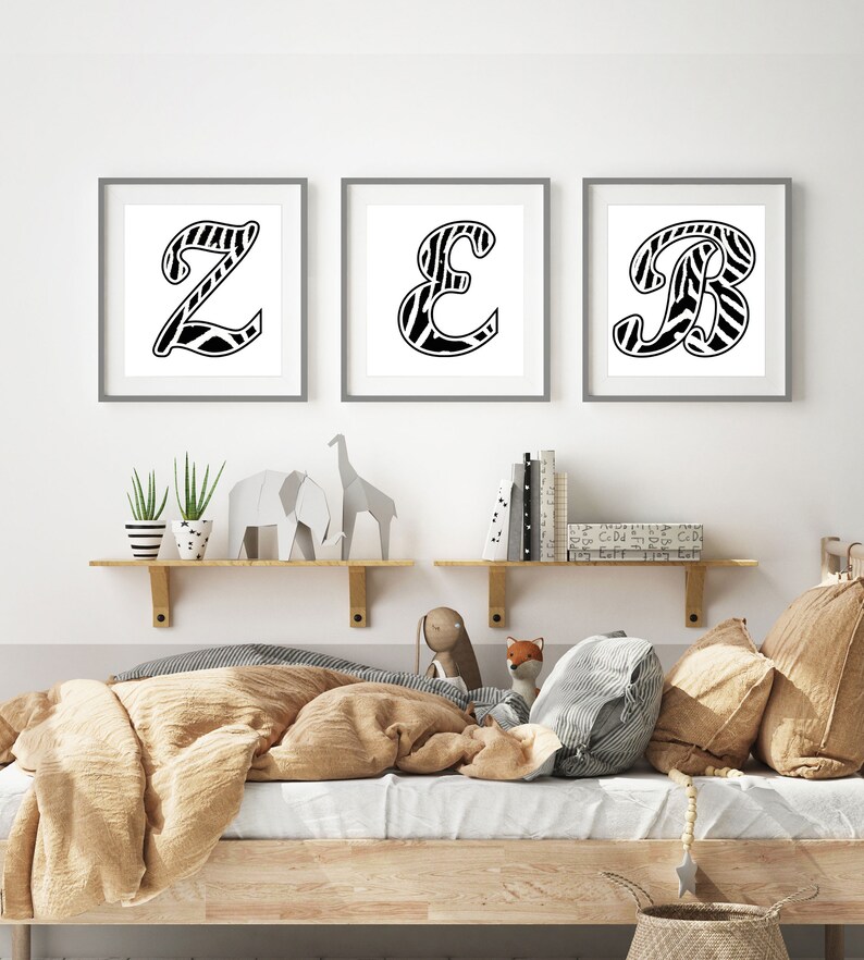 Zebra | Alphabet | Digital Letters | Animal Print | Script Font - Etsy UK