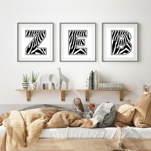 Zebra | Alfabeto | Cartas Digitais | Estampa Animal | Fonte de bloco