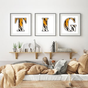 Tigre | Alfabeto | Cartas Digitais | Estampa Animal | Fonte serifada