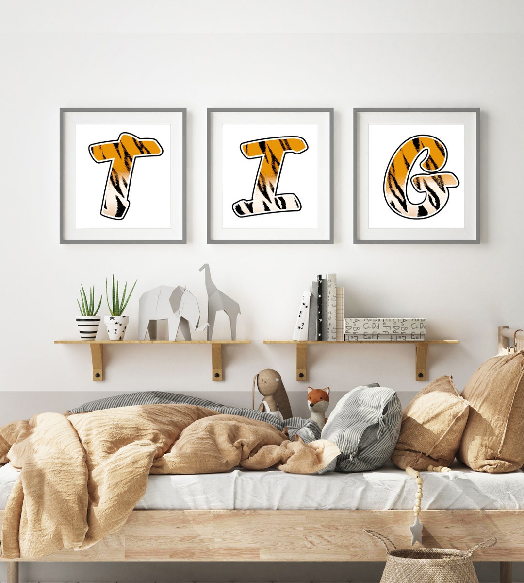 Tiger | Alphabet | Digital Letters | Animal Print | Italic Font - Etsy