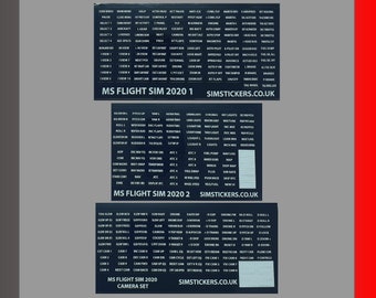 BLACK MSFS Stickers for Flight Simulator Button Box/Wheel/Flight Stick Set of 3