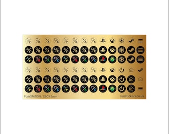 Custom Gold Chrome Stickers Playstation/XBOX Split Buttons 9mm