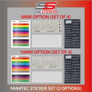 Fanetec Stickers for Car Sim Racing ButtonBox/Wheel Set of 4 (2 Options - 8mm or 10mm)