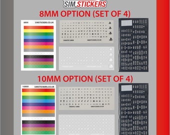 Fanetec Stickers for Car Sim Racing ButtonBox/Wheel Set of 4 (2 Options - 8mm or 10mm)