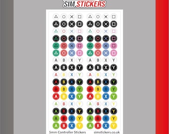 Round Stickers at 5mm Diameter Size - Gaming Decals - Controller Labels - Circle Square Cross Triangle Shapes ABXY PlayStation Xbox Nintendo