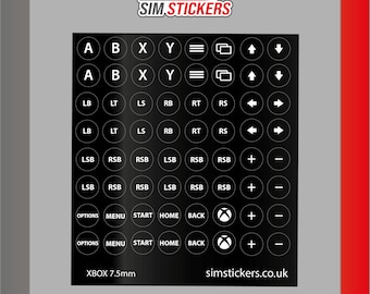 BLACK 7.5mm Round Xbox Stickers for Simulator Wheel/Button Box/Controller