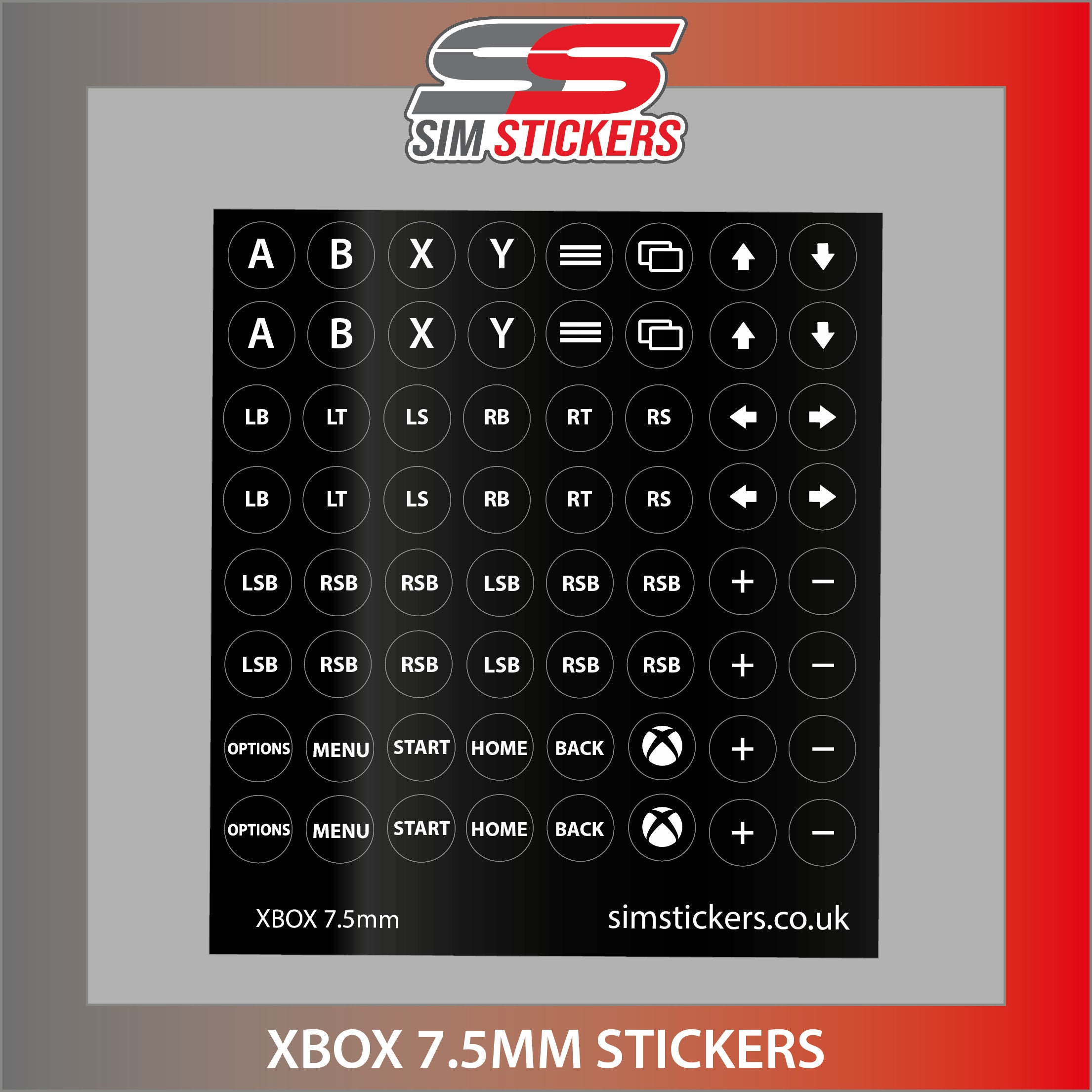 BLACK 7.5mm Round Xbox Stickers for Simulator Wheel/button Box ...