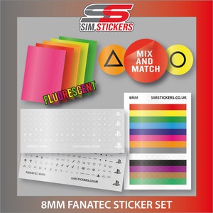 Fanetec 8mm Stickers for Car Simulator Racing Button Box/Wheel (Non Cap Version) Mix and Match Set