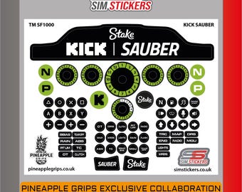 Thrustmaster SF1000 Wheel Stickers for Car Simulator | iRacing Decals | Sim Racing Labels | Pineapple Grips Collaboration - Kick Sauber
