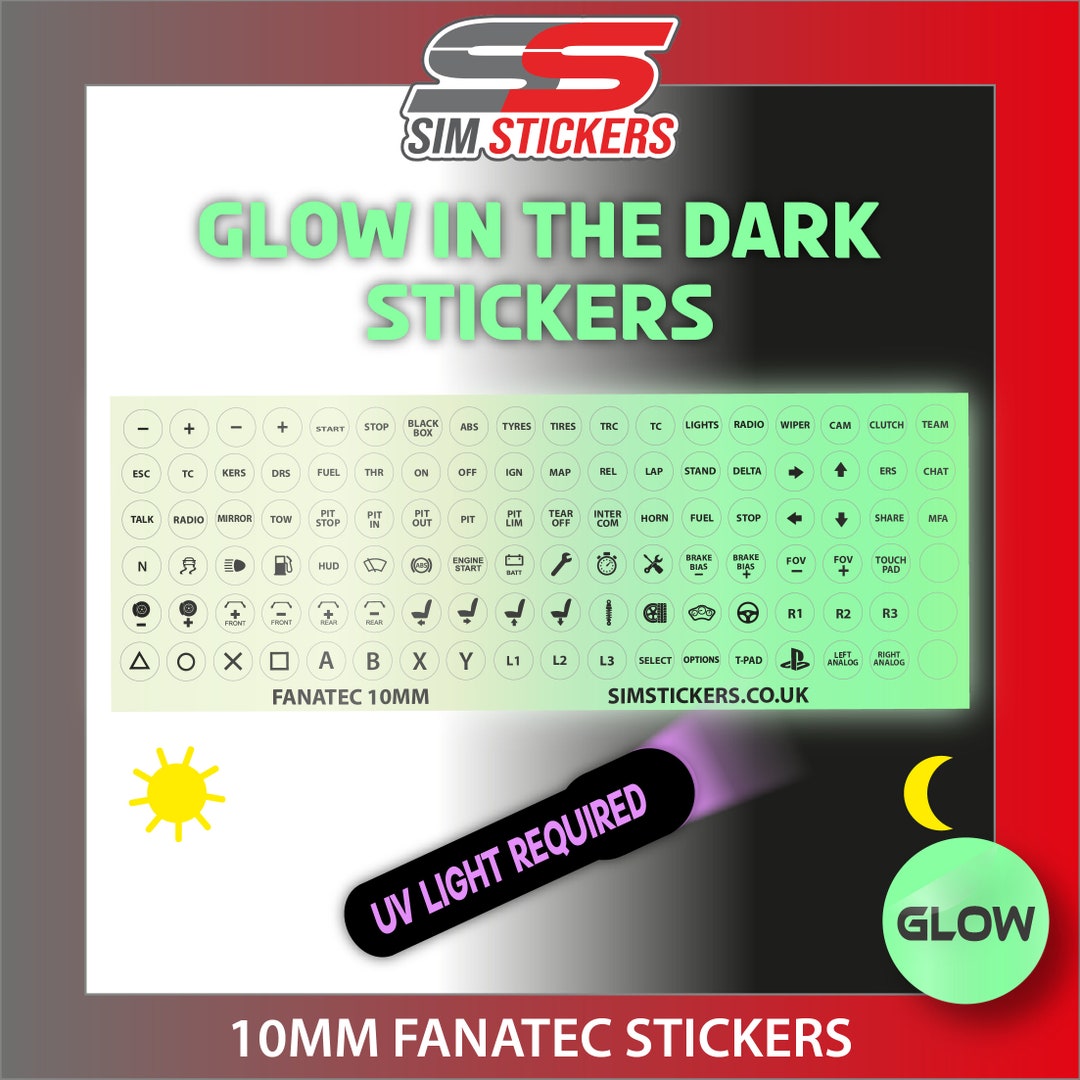 Steam Sticker Light GLOW in the DARK Fanatec 10mm Stickers for Simulator Wheel/button Box ...