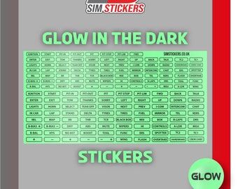 GLOW in the DARK Border Stickers Car Sim Racing Button Box/Wheel iRacing/AC/PC2