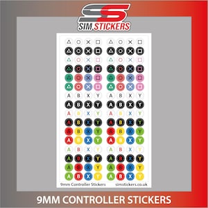 Round Controller Stickers at 9mm Diameter Size - ABXY Square Circle Triange X Shapes Gaming Labels - Decals for Controller Buttons
