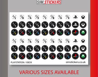 Playstation / XBOX Split Buttons Stickers - Various Sizes Available 7mm / 7.5mm / 8mm / 9mm / 10mm