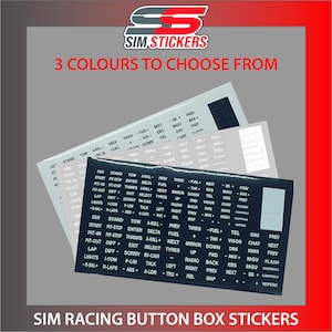 Stickers for Car Simulator Button Box/Wheel iRacing/AC/PC2 VARIOUS COLOURS