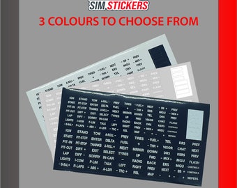 Standard Stickers for Car Simulator Button Box/Wheel iRacing/AC/PC2 VARIOUS COLOURS