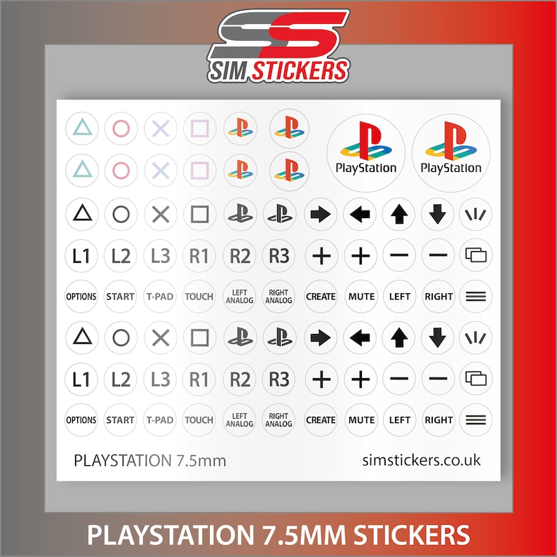 7.5mm Round Playstation Stickers for Simulator Wheel/button Box ...