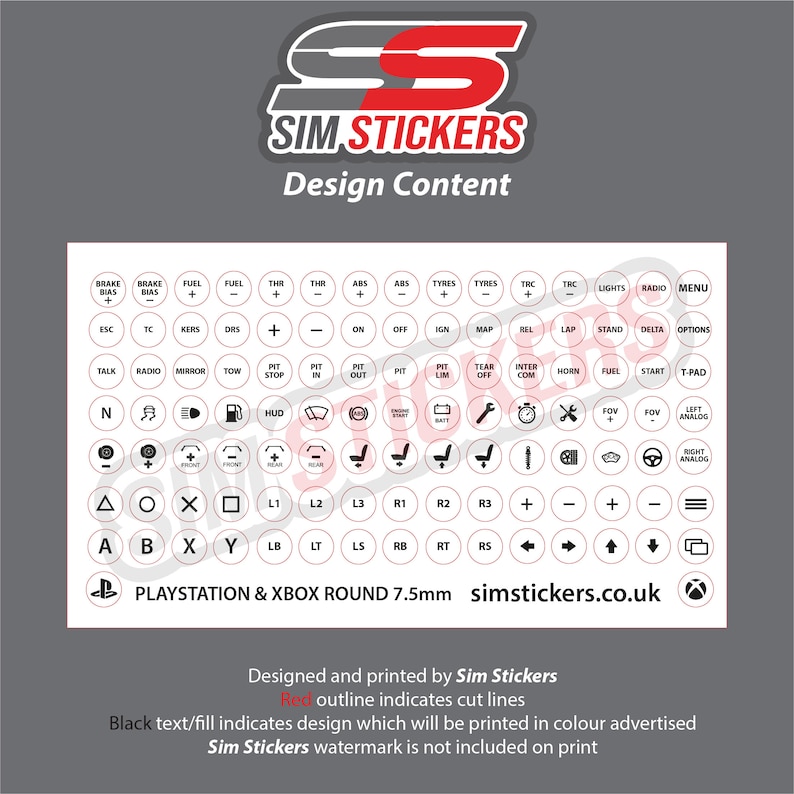 CLEAR 7.5mm Round Playstation/xbox/pc Stickers for Simulator Iracing/ac ...