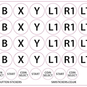 Custom Arcade Button Sticker Sheet - Round Button Stickers at 25mm / 19mm Diameter Size - Clear Background and Black Text