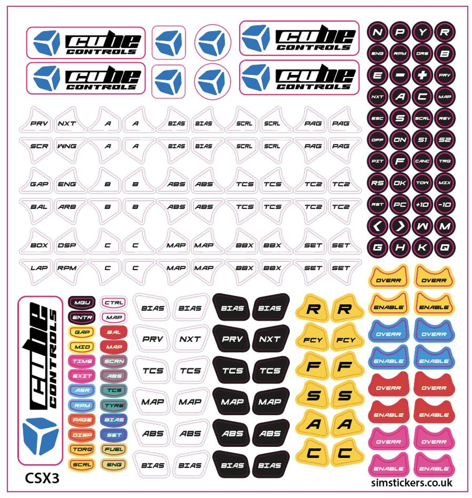 Controls Life Sticker Cube Controls Sticker Sheet CSX3 Colour Sheet and Backlit Sheet - Etsy