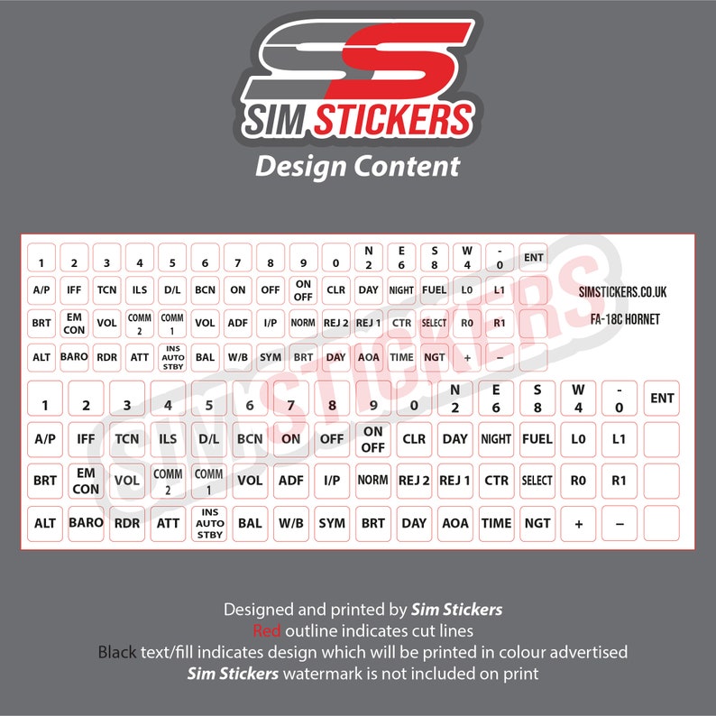 FA-18C Hornet Stickers for Flight Simulator Button Box/wheel/flight ...