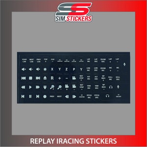 BLACK Replay Stickers for Car Simulator Keyboard/Button Box/Wheel iRacing/AC